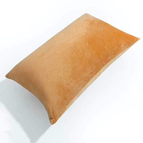 NTBAY King Velvet Pillowcases, Set of 2, Zipper, Camel - color: Camel, size: 36" x 20" (Pack of 2)