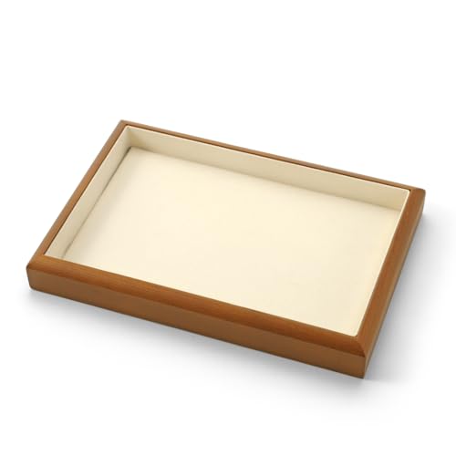 Oirlv Wood & Microfiber Jewelry Tray - color: Cream, size: 1 grid