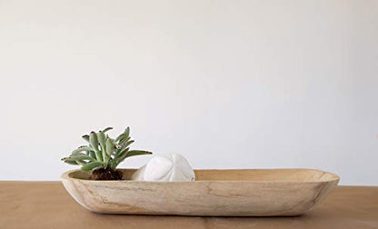 Creative Co-Op Paulownia Wood Oval Bowl | Brown | 22.75" L x 6" W x 3.25" H | (Pack of 4) - color: Natural Wood, size: 22.75" L (Pack of 4)