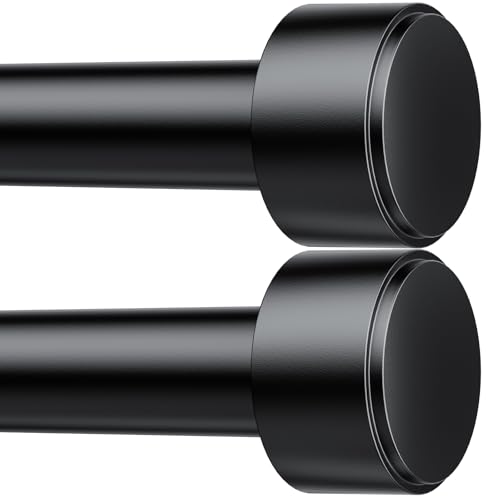 2 Pack Curtain Rods for Windows 32-60 Inch, 1 Inch Adjustable Black Curtain Rod Set with Brackets, Easy Install - color: Black, size: 32"-60"/2 Pack