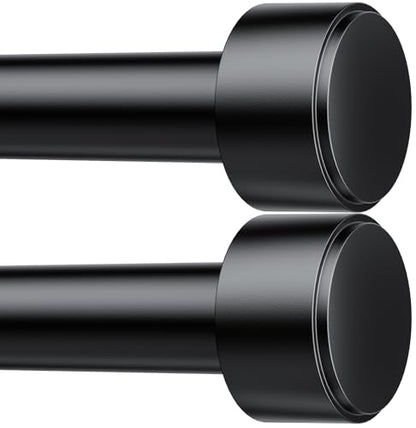 2 Pack Curtain Rods for Windows 32-96 Inch, 1 Inch Adjustable Black Curtain Rod Set with Brackets, Easy Install - color: Black, size: 32"-96"/2 Pack