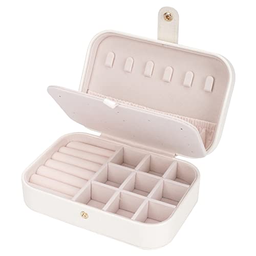 Travel Jewelry Box, Jewelry Organizer for Girls Small Jewelry Storage Box - color: white