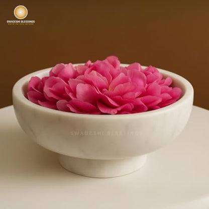 SWADESHI BLESSINGS HandCrafted Marble Decorative Bowl for Home Decor, 10.5"