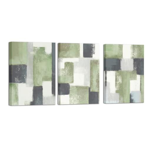 LoveHouse Green and Gray Wall Art Abstract Paintings Decor