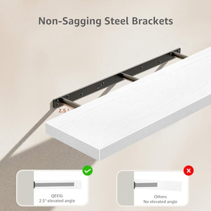 QEEIG Long Floating Shelves for Wall (White, Set of 2, 35.4") - color: C. White, size: 35.4"