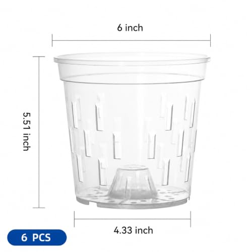 TRUEDAYS Orchid Pot, 6 Pack 6 Inch Plant Pot with Drainage - size: 6Inch-6Pack