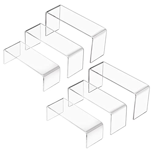 CECOLIC Acrylic Display Stand Riser Clear Small Acrylic Decorator Stand Shelf for Figures Pops, Jewelry, Cupcake, Dessert - 2 Sets - size: 5x5x6''