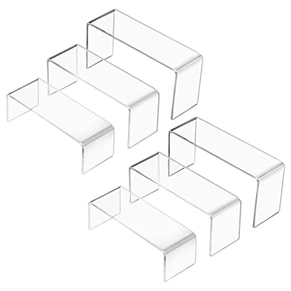 CECOLIC Acrylic Display Stand Riser Clear Small Acrylic Decorator Stand Shelf for Figures Pops, Jewelry, Cupcake, Dessert - 2 Sets - size: 5x5x6''