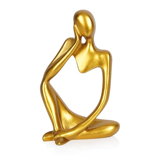 Sandstone Resin Thinker Statue Style Abstract Sculpture, Gold, Left - color: Small Gold, size: Left 1pc