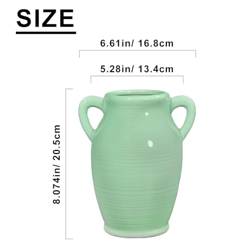 Sunddo Green Ceramic Flower Vase, 8 Inch - color: Mint Green - 8, size: 8 Inch