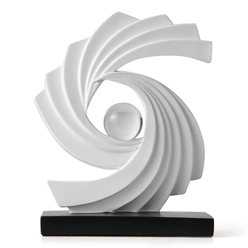 Abstract Art Statue,Modern Gold Minimalist Decoration,Geometric Abstract Sculpture,Decoraciones para Sala Bedroom Office Coffee Tabletop Centerpiece Decoration Resin Collectibles (White) - color: White