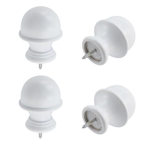 T Tulead White Curtain Rod Holders Wood Finials Drapery Bracket 4PCS - color: White-4pcs