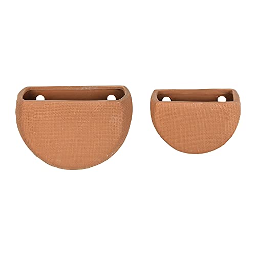 Main + Mesa Modern Boho Stoneware Wall Mount Planters, Terracotta, Set of 2 Sizes - size: 7.5" x 5" and 6" x 4"