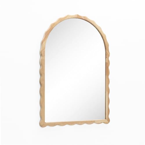LuxenHome Arched Wall Mirror, 34" x 23.5" Large Wooden Decorative Mirrors