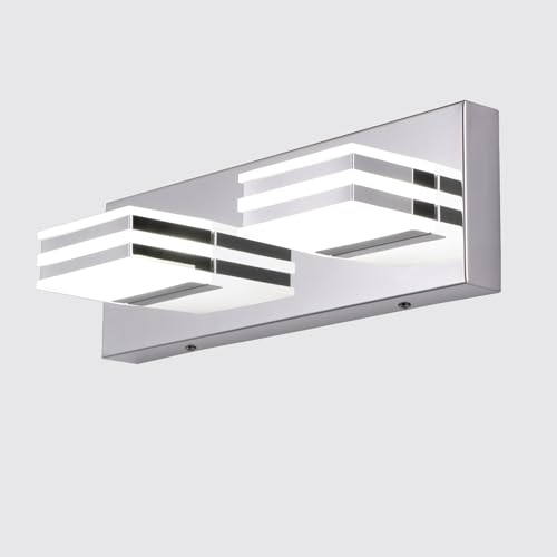 LED Vanity Light Bar 2 light Bathroom Mirror Light Fixtures Modern 12W Bath Lamps Over Mirror 14 Inch Bathroom Wall Lighting Fixtures Chrome Restroom Lights Fixtures over Sink Acrylic Vanity Sconces - color: Chrome-Not-Dimmable, size: 2-Light, 12-Inch