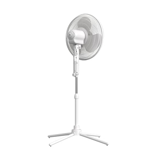 EZ-CHILL 16" Oscillating Pedestal Fan with Folding Base - White - color: White