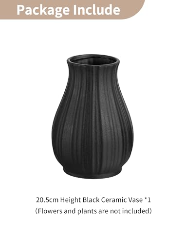 NUPTIO Ceramic Flower Vase for Bouquet, Black, 8.07" Tall - size: Style 2-L-Black