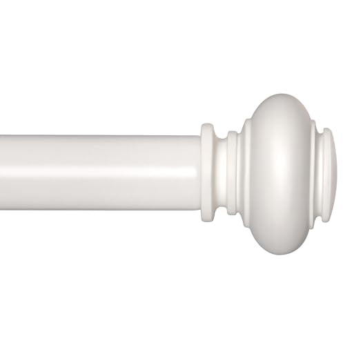 SIMEWIN White Curtain Rods for Windows 28 to 48 Inches Adjustable Decorative 1 Inch Diameter Single Window Curtain Rod Set with Classic Finials, White Finishing - color: White, size: 28"-48"