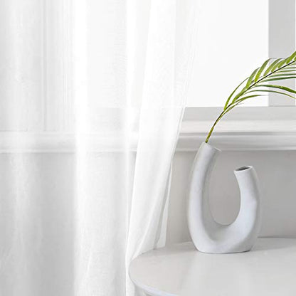 DUALIFE White Sheer Curtains 72 Inch Length,Linen Look Semi Sheer Curtain Drapes for Living Room Bedroom Nursery Kitchen Bathroom,Privacy Voile Window Treatment Panels,White,52 x 72 Inches,Set of 2 - color: White, size: 52"W x 72"L (Pack of 2)