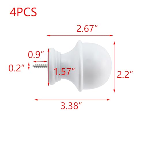 T Tulead White Curtain Rod Holders Wood Finials Drapery Bracket 4PCS - color: White-4pcs