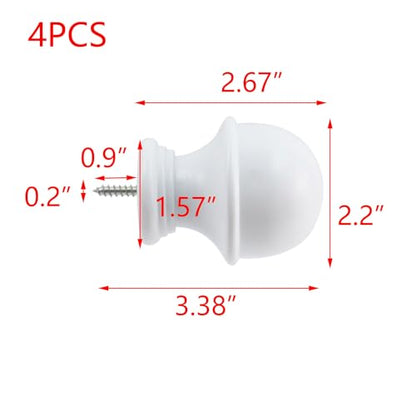 T Tulead White Curtain Rod Holders Wood Finials Drapery Bracket 4PCS - color: White-4pcs