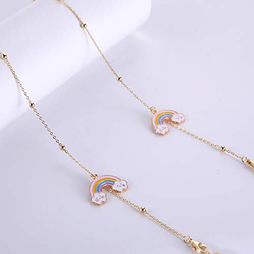 LIKGREAT Eyeglass Chain for Women Face Mask Link Chains Sunglass Strap Holder KC Gold Plated - color: Rainbow
