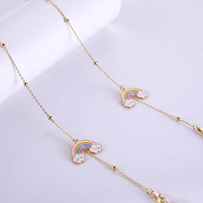 LIKGREAT Eyeglass Chain for Women Face Mask Link Chains Sunglass Strap Holder KC Gold Plated - color: Rainbow