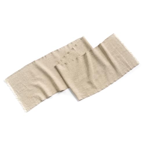 Natural Coarse 100% Linen Table Runner 18 x 95 Inches - Rustic Farmhouse Flax Table Runner for Everyday Use, Holidays & Special Occasions (Natural Linen, 18 x 95 inch) - color: Natural Linen