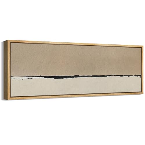 MUDECOR Large Framed Canvas Print Wall Art Minimalist Beige and Black Abstract Horizon Retro Fine Art Illustrations Decorative Colorful Multicolor for Bedroom - 60"x20" - color: A01-2401-irs02, size: 60"L x 20"W