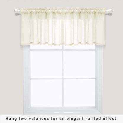 KOUFALL Kitchen Valances for Windows,Linen Sheer Farmhouse Valances for Living Room,Beige - color: Beige