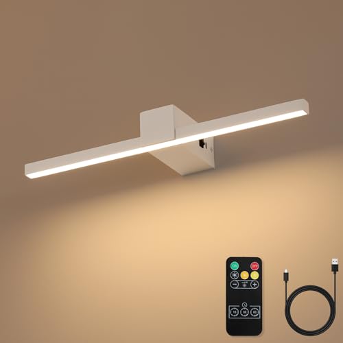 White Battery Operated Picture Light with Remote,Wireless Gallery Lights White 15.7 inch Rechargeable Display Light Dimmable Wall Sconce for Artwork on Wall - color: Battery Operated White