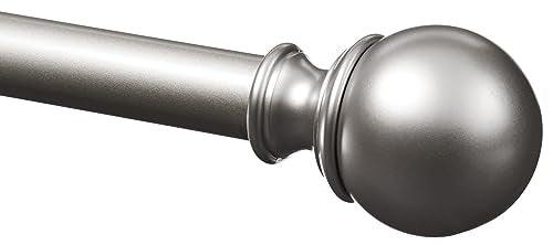 Amazon Basics Sturdy Adjustable Curtain Rod for Windows with Round Finials, Easy Installation, 1-Inch Rod, 36" to 72", Nickel, 1-Pack - color: Nickel, size: 36" to 72"