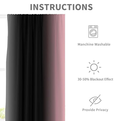 Black Pink Grey Curtain, Ombre, 2 Panels, 42" W x 63" L, Rod Pocket - color: Pink, size: 42"W x 63"L (Pack of 2)
