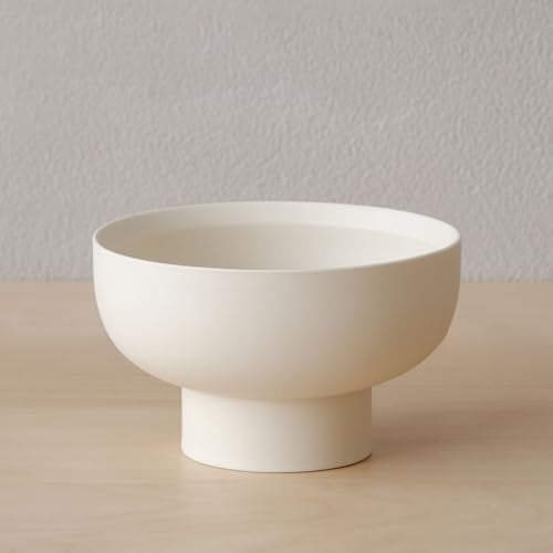 WENSHUO Small Pedestal Bowl, Decorative Ceramic Fruit Bowl, 5.5 in, Crème - color: Matte Crème, size: 5.5"