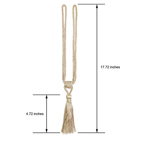 2 Pack Curtain Tiebacks Handmade Tassel Rope Curtain Holdbacks - color: Beige, size: 2p