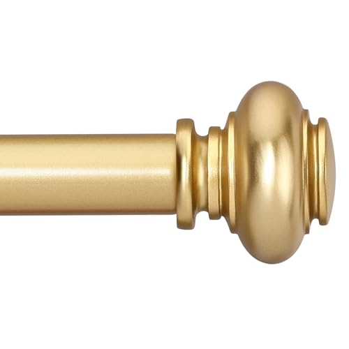 SIMEWIN Gold Curtain Rods for Windows 48 to 84 Inches Adjustable Decorative 1 Inch Diameter Single Window Curtain Rod Set with Classic Finials, Gold Finishing - color: Gold, size: 28"-88"