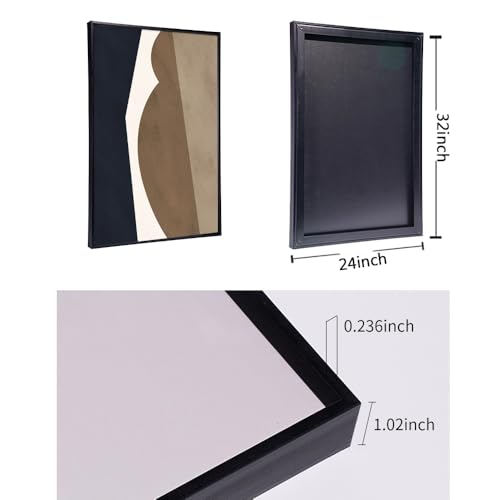 Large Black Framed Abstract Wall Art for Living Room, 3Piece 24x36 In - color: Black Brown