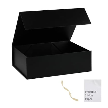 Black Gift Box,10x7.3x3.5 Gift Boxes With Lids For Presents Includes Ribbon And Diy Printable Sticker Paper,Bridesmaid Proposal Box,Magnetic Gift Box For Birthday,Wedding,Graduation - color: 10x7.3x3.5inch-Black-Pack 1