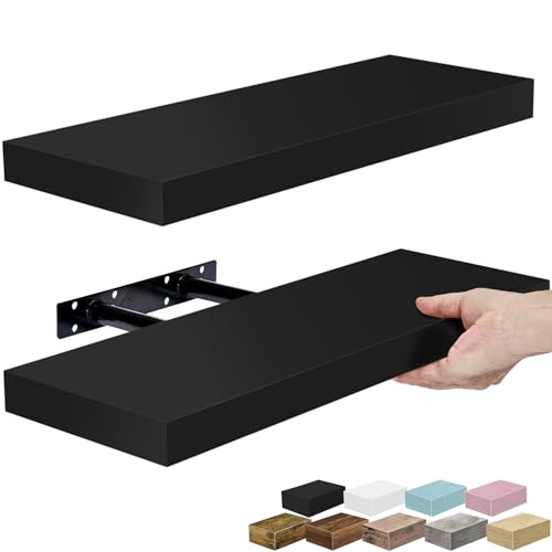 Sorbus 16 Inch Floating Shelves for Wall (2 Pack, Black) - color: Black, size: 2 Pack