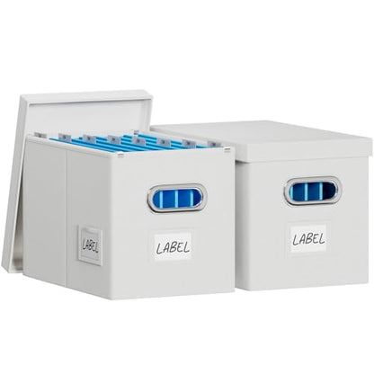 FHSQX 2Pack File Box with Lid,White,14 x 9.3 x 10.9 in - color: White, size: 14 x 9.3 x 10.9 in (2Pack)