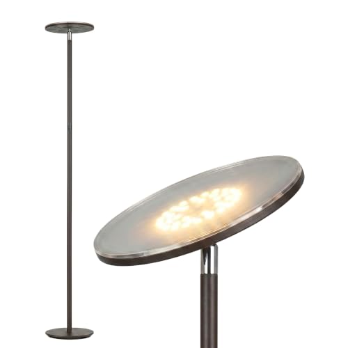 Brightech Sky LED Floor lamp, Torchiere Super Bright Floor Lamp for Living Room Decor & Office - Dimmable, Tall Standing Lamp with Warm Light for Bedroom & Reading - Bronze - color: Dark Bronze