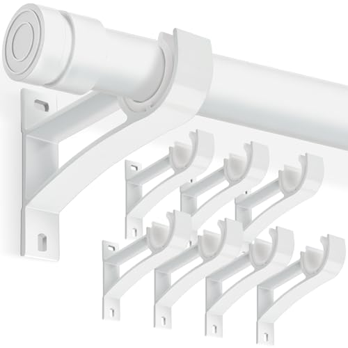 KOLAKO Curtain Rod Bracket, 1 Inch Heavy Duty Curtain Rods Holder Hooks Wall Mount Drapery Pole Support Brackets, 8 Pack - color: White, size: Set of 8
