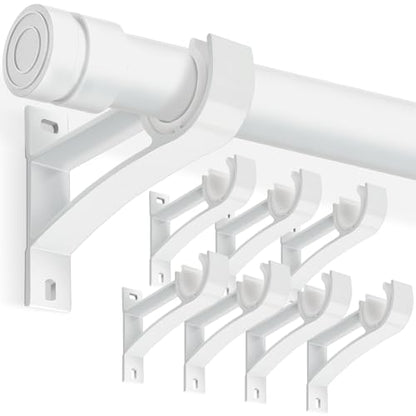 KOLAKO Curtain Rod Bracket, 1 Inch Heavy Duty Curtain Rods Holder Hooks Wall Mount Drapery Pole Support Brackets, 8 Pack - color: White, size: Set of 8