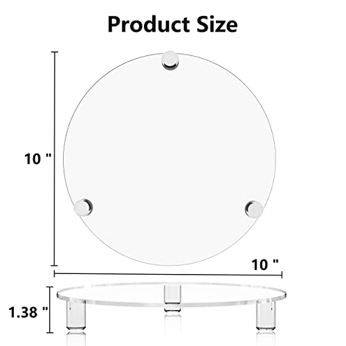 SVENJBB Decorative Acrylic Round Display Riser 10 Inch 2-Pack, Clear Waterproof Pedestal Stand for Plants and Bathroom, Modern Display Tray for Home and Kitchen Counter Décor
