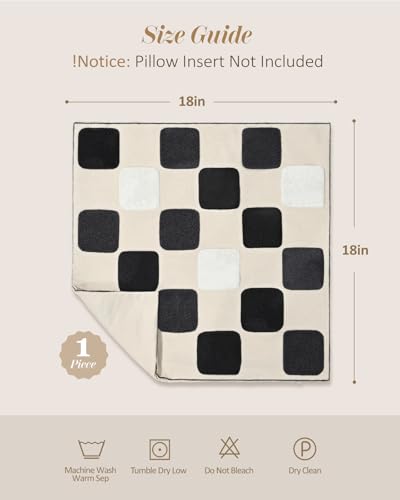 Embroidered Throw Pillow Cover 18x18 Inch, Black White Checkered - color: Black White Gray Checkered, size: 18" x 18" (Pack of 1)