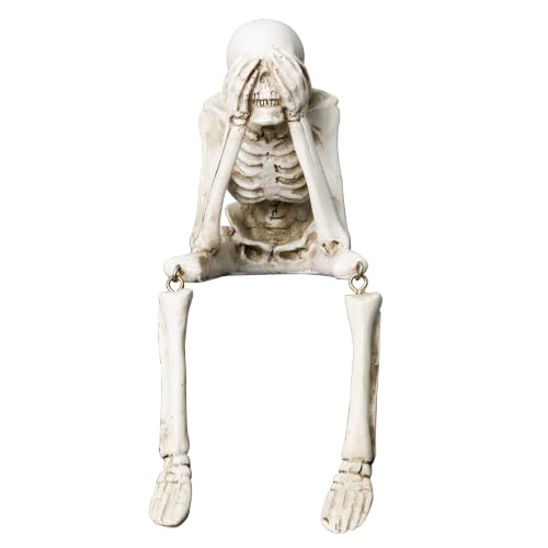 See No Evil Skeleton Figurine, Halloween Decor Indoor Skeleton Statue - color: See No Evil