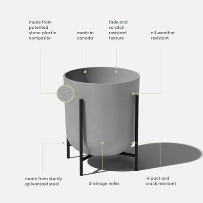 Veradek Mason Series Raised Lima Planter - Round Planter with Stand - color: Gray, size: 15 inch