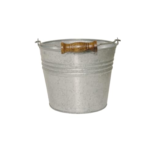 Headwind Vintage Collection - 6 Inch Galvanized Banded Planter with Handles – Small Galvanized Buckets & Metal Flower Pots, Decorative Bucket Planter with Drainage Hole for Indoor Plants & Outdoor Gar - color: Galvanized, size: 6"