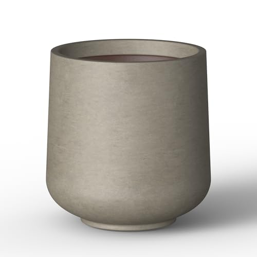 Kante 13.4" Tall Concrete Planter, Round Curved Flower Pot, Weathered - color: Weathered Concrete, size: 13” Dia