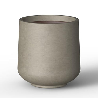 Kante 13.4" Tall Concrete Planter, Round Curved Flower Pot, Weathered - color: Weathered Concrete, size: 13” Dia